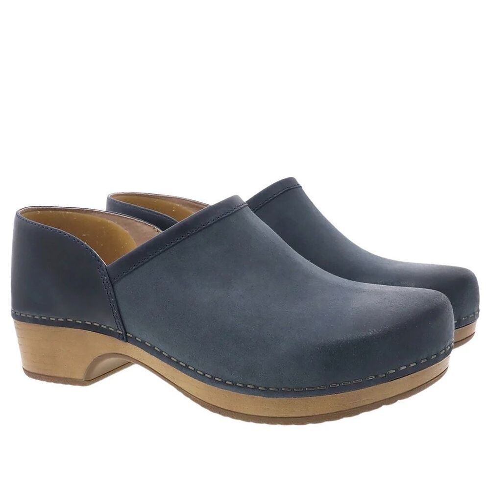 Dansko Brenna Blue Suede Clogs Sz 7.5 - Picture 3 of 9